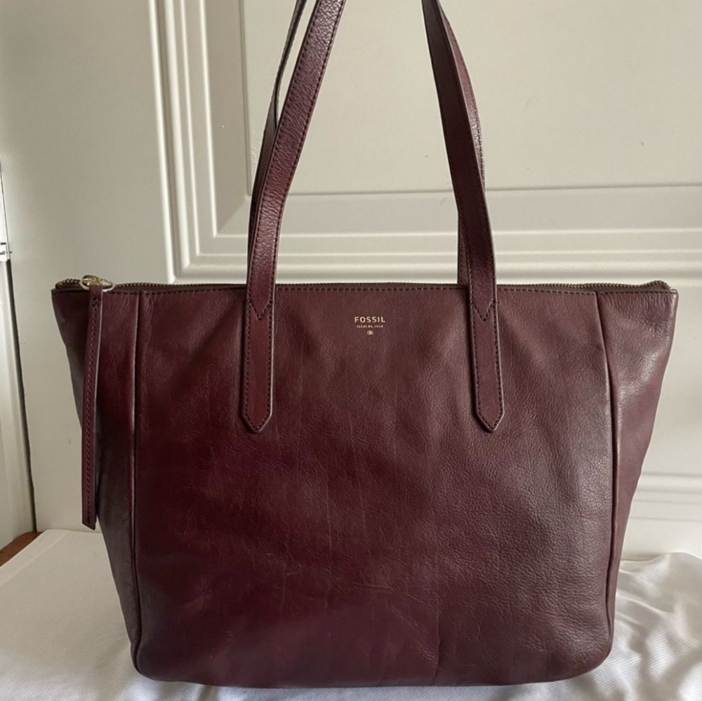 Fossil Burgendy Leather Signature Ryder Shopper Tote
